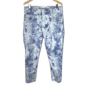 Seven7 Womens Palisades Tie Dye Curvy Ankle Skinny Jeans Slim Stretch Blue White